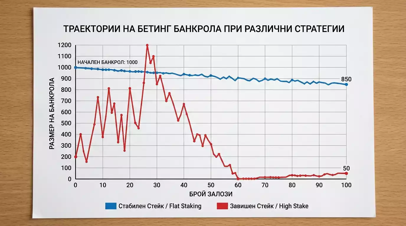 Управление на банкрол при конни залози — сравнение flat staking срещу завишен стейк