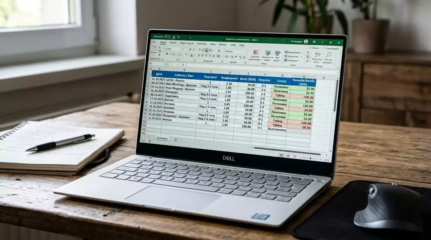 Залогов дневник ROI проследяване Excel Google Sheets за конни залози