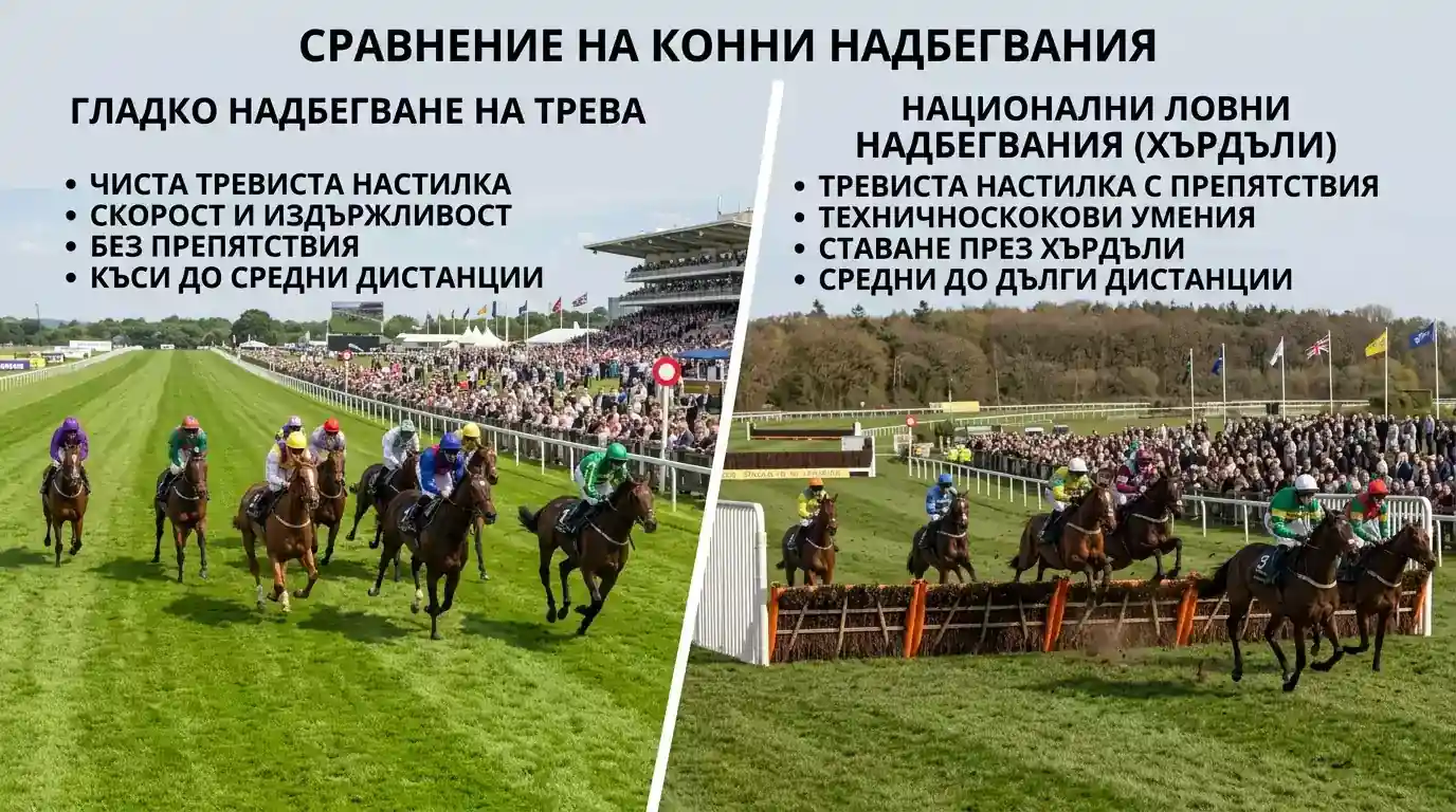 Flat vs National Hunt конни надбягвания сравнение аналитични разлики