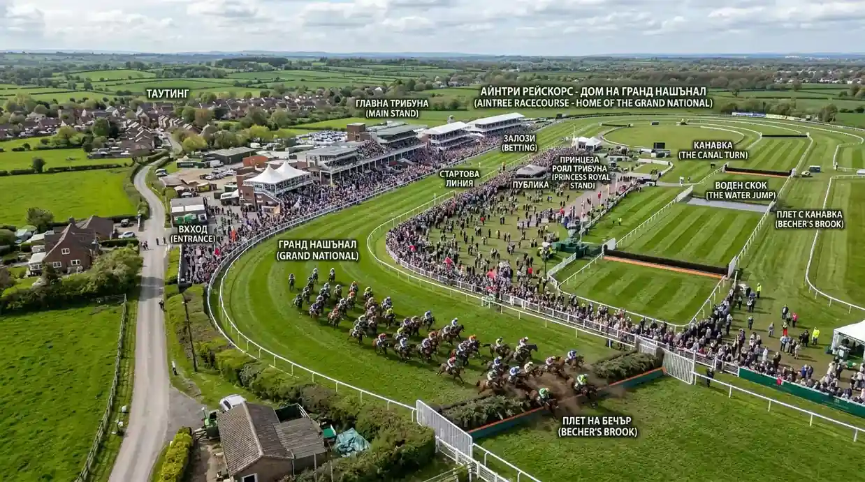 Grand National 40 коня Aintree 30 препятствия 4.25 мили Handicap