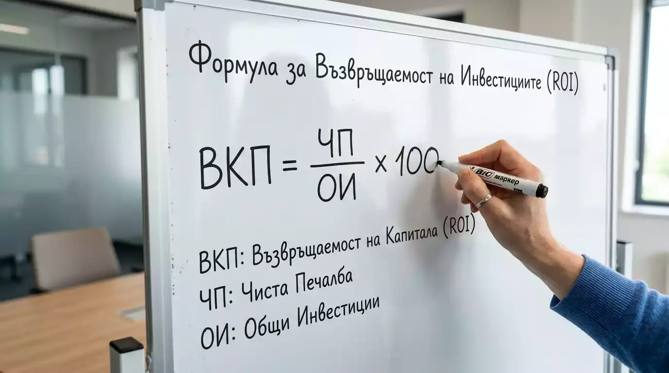 ROI формула конни залози нетни приходи обща инвестиция изчисление